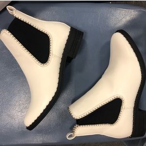 Black and White studded Chelsea boots